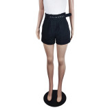 High Waist Pocket Shorts with Belt