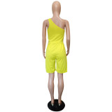 Yellow Slash Shoulder Casual Jumpsuit
