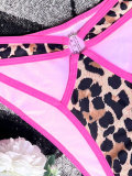 Leopard Pink Patchwork Sexy Cut Out Bikini Sexy Set