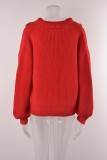 Pullover Knitting Turndown Collar Solid Loose Sweater