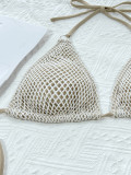 Sexy Fishnet Overlay Triangle Tie Sides Bikini Set