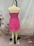 Hot Pink Strapless Mini Dress