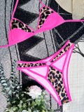 Leopard Pink Patchwork Sexy Cut Out Bikini Sexy Set