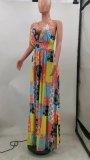 Color Block Print Cami Maxi Dress