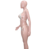 Rhinestone Cami Halter Bikini Two Piece Set