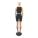 Sexy Sports Cropped Tank Top and Shorts Yoga Two Piece Set