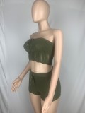 Knitted Bandeau Top and Shorts 2PCS Set