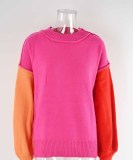 Patchwork Drop Shoulder Long Sleeves Pullover Sweater