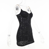 Hollow Out V-Neck Chain Straps Mini Dress