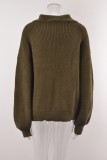 Pullover Knitting Turndown Collar Solid Loose Sweater