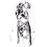 Cow Print Halter Neck Bodysuit