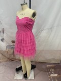 Hot Pink Strapless Mini Dress