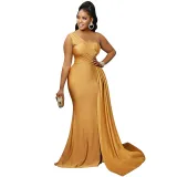 One Shoulder Slit Maxi Dress