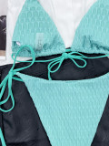 Sexy Solid Tie Sides Halter Triangle Bikini Set