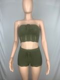 Knitted Bandeau Top and Shorts 2PCS Set