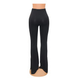 Black Hollow Out  Bell Bottom Pants