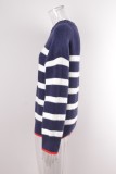 Plus Size Striped Long Sleeves Pullover Sweater