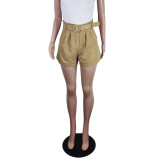 High Waist Pocket Shorts with Belt