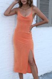 Cami Backless Slit Long Dress
