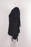 Plus Size Loose Drop Shoulder Knitted Tassel Top