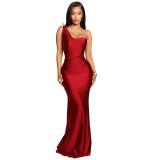 Silk One Shoulder Maxi Dress