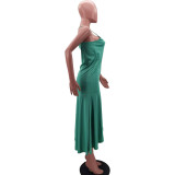Solid Irregular Cami Ruffle Dress