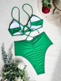 Green Cut Out Backless Sexy One Piece Swimwear