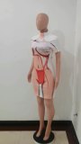 Print Short Sleeve Sexy Bodycon Dress