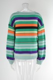 Plus Size Stripe O-Neck Loose Pullover Sweater