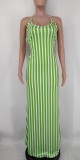 Striped Cami Low Back Long Dress