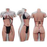 Print Short Sleeve Sexy Bodycon Dress