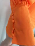 Fashion Orange Bishop Sleeve Wrap Short Dress