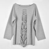 O-Neck Long Sleeves Hollow Out Top