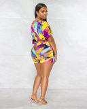 Multicolor Tie Dye Short Sleeve Rompers