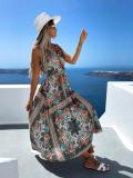 Floral Print V-Neck Sleeveless Long Dress