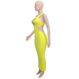 Sexy Solid Cutout Sleeveless Bodycon Maxi Dress