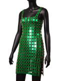 Handmade Chain Acrylic Plastic Green Shiny Nightclub Party Dress