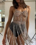Sexy Straps Rhinestone Fringed Nightclub Party Dress