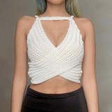 Women Sexy Lace-Up Sweater Crop Top