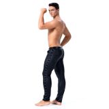 Mens PU Leather Tight Pants Nightclub Stage Rock Band Performance Leather Pants