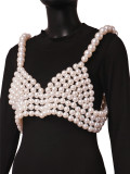 Women Sexy Handmade Pearl Beaded Party Top
