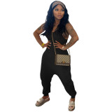 Casual Street Solid Sleeveless Baggy Jumpsuit