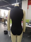 Solid Sleeveless Zipper Bodysuit