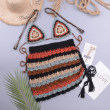 Colorful Halter Bikini Top and Skirt Crochet Beachwear