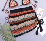 Colorful Halter Bikini Top and Skirt Crochet Beachwear
