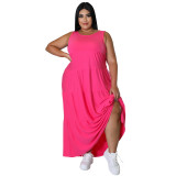Plus Size Sleeveless O-Neck Loose Maxi Dress