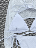 Sexy Three Piece Swimwear Long Sleeve Sunblock Mesh Bikini Set