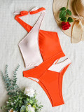 Sexy Two Tone Contrast One Piece Swimsuit