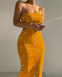 Print Sexy One Shoulder Bodycon Cutout Waist Midi Dress