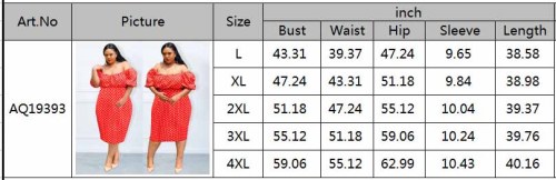 Red Dot Print Short Sleeve Plus Size Off Shoulder Casual Dress